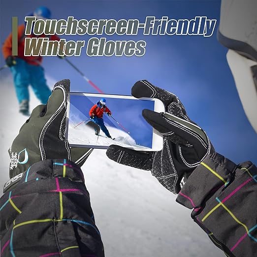 HANDLANDY Winter Insulated Work Gloves, 3M Thinsulate Thermal Water-Resistant Gloves for Men Women Touch Screen, Warm Ski Snowboard Cold Weather Gloves (Army Green, Medium)