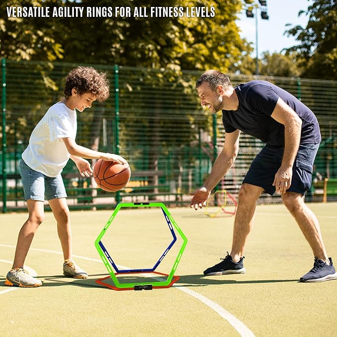 Yes4All Hex Agility Rings/Speed Rings with Carrying Bag – Hexagon Rings, Agility Hurdles for Agility Footwork Training