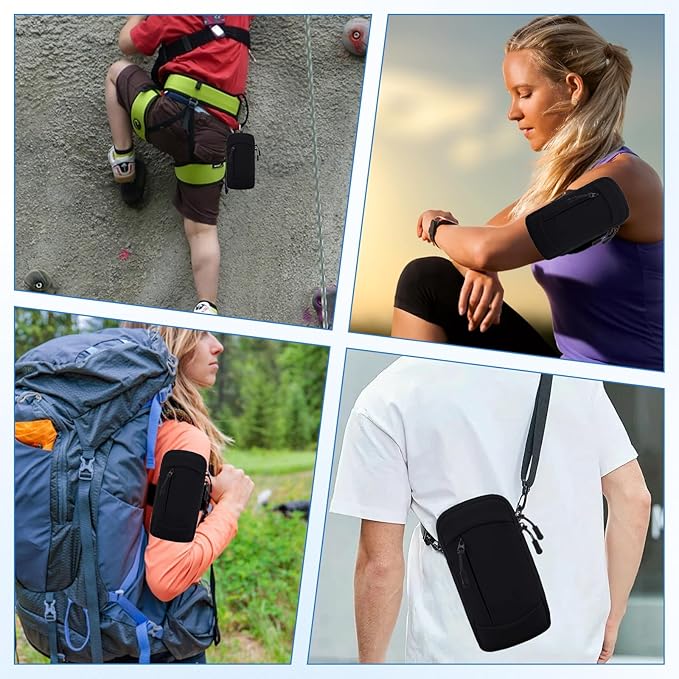 Cell Phone Crossbody Bag with Arm Band, Waterproof Phone Holder Pouch Fits iPhone & Android up to 7'', Small Sling Shoulder Purse for Running, Hiking, Travel, Workout (Purple)