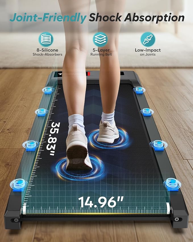 WELLFIT Auto Incline Folding Treadmill - 10% Incline Desk Walking Pad Treadmill with Handlebar, 400 lbs Heavy-Duty Capacity, Space-Saving Quiet Under-Desk Design for Home Office, Seniors & Fitness