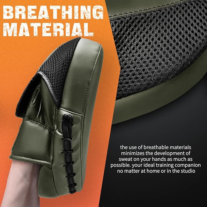 Boxing Pads for Men, Women, & Kids, Leather Focus Mitts for Martial Arts, Boxing Training, Curved Punch Mitts for Karate, Kickboxing,Muay Thai, Taekwondo