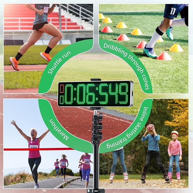 Powered Wireless Laser Timer for Sprints with High Stand, Laser Sprint Timer System, Race Clock with Tripod for Speed Training/Lap/Track Field/Football/Bike/Motorcycle