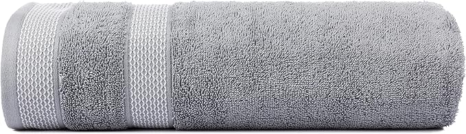 CASA COPENHAGEN, Solitaire, 600 GSM, 27x55 Inches Large Bath Towels, Set of 4 Towels, Super Soft and Absorbent, Egyptian Cotton Towels for Bathroom & Shower - Grey Violet