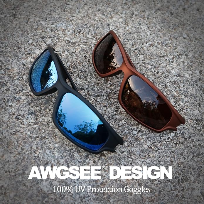 Polarized Sports Sunglasses for Men 100% UV Protection Wrap Around Unbreakable Sun Glasses for Fishing Driving