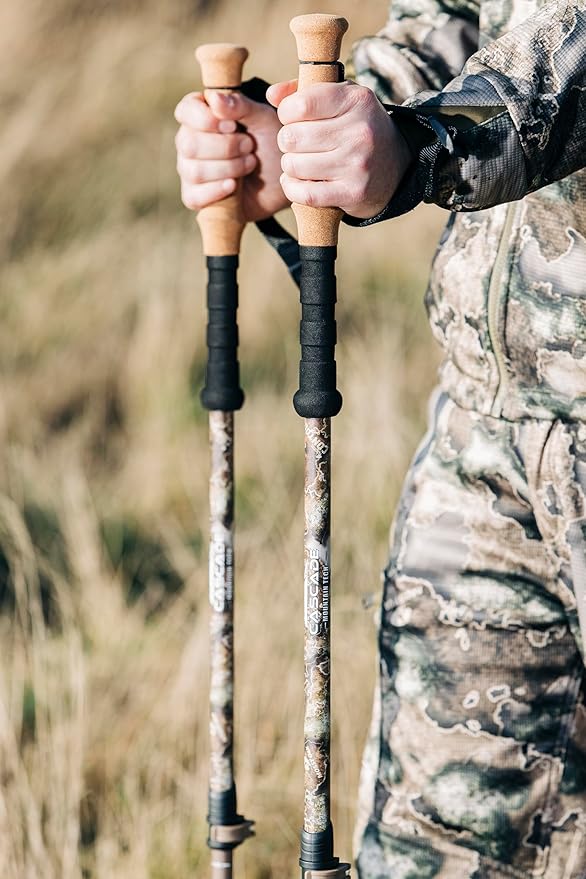 Cascade Mountain Tech Trekking Poles - Carbon Fiber Monopod Walking or Hiking Sticks with with Accessories Mount and Adjustable Quick Locks
