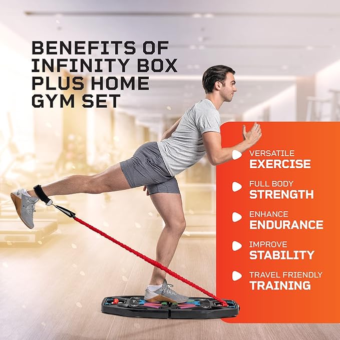 Lifepro Portable Home Gym with Push Up Training Board for Full Body Workouts Push Up Rack Board with 4 Resistance Bands - Home Workout kit Platform for Home Workouts