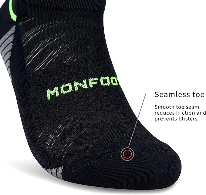 MONFOOT Men's/Women's 3-10 Pairs Silky Dry Athletic Cushion Ankle Socks, Multipack