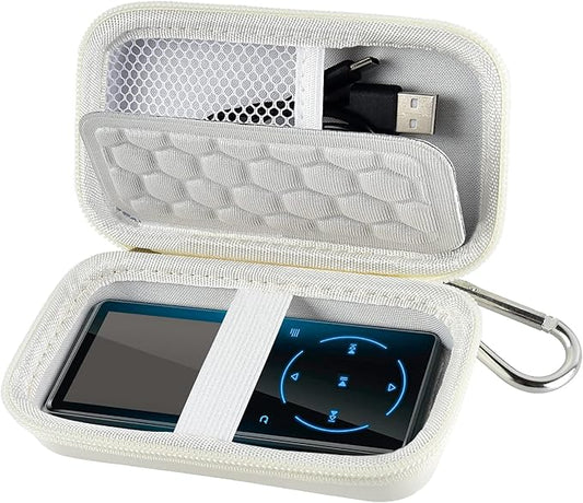 MP3 & MP4 Player Case for SOULCKER/G.G.Martinsen/Grtdhx/iPod Nano/Sandisk Music Player/Sony NW-A45 and Other Music Players with Bluetooth. Fit for Earbuds, USB Cable, Memory Card - White