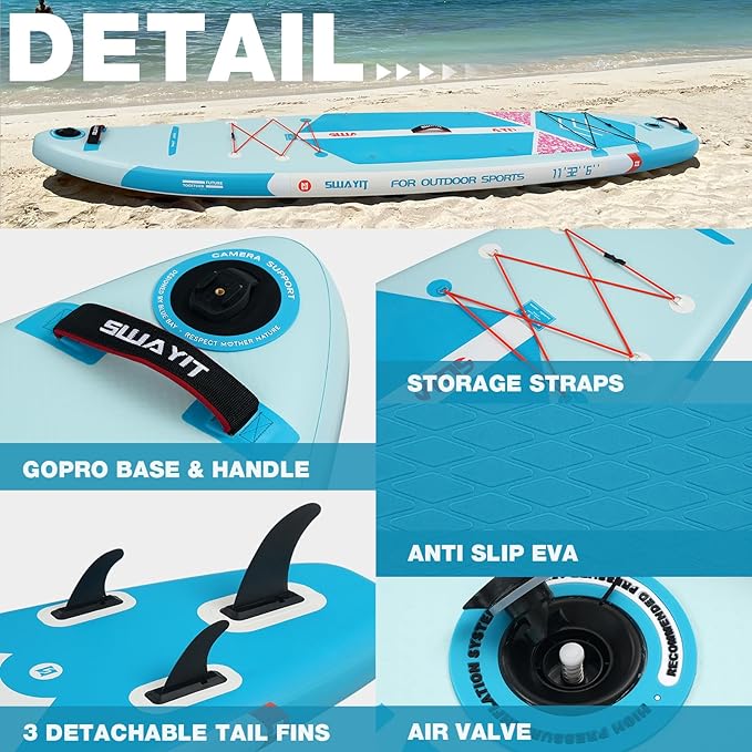 Inflatable Stand Up Paddle Board – Durable SUP for Adults & Youth,33" Wide Blow Up Paddle Board with Paddle, Pump, Backpack,Leash – All Around Stable for All Skill Levels, Carries up to 450 lbs