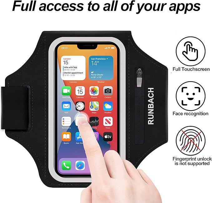 Armband for Samsung Galaxy S25/S24/S23/S22/S21/S20/S10/S9/S8,Galaxy A01/A8/A10e/A20e/A41/M01/Xcover 5,Water Resistant Sport Armband with Zipper Slot for Galaxy Buds (Black)