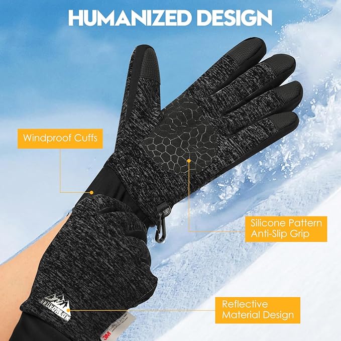 Bruvoalon Winter Gloves for Women & Men, 3M Thermal Insulation, Lycra Fabric, Windproof, Touchscreen, Anti-Slip, Cold Weather