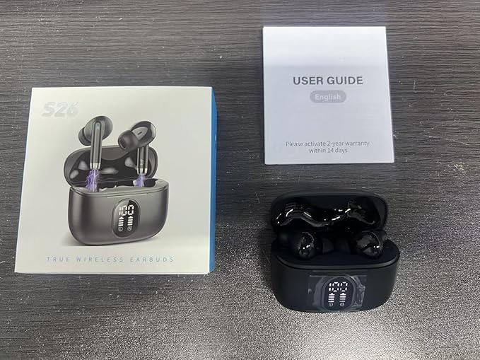 Wireless Earbuds, 2025 New Bluetooth 5.4 Headphones HiFi Stereo with 4 ENC Mic, 40H Mini Ear Buds In-Ear Noise Cancelling Earbuds with LED Screen, Ultra Light USB-C Bluetooth Earphones for Android iOS