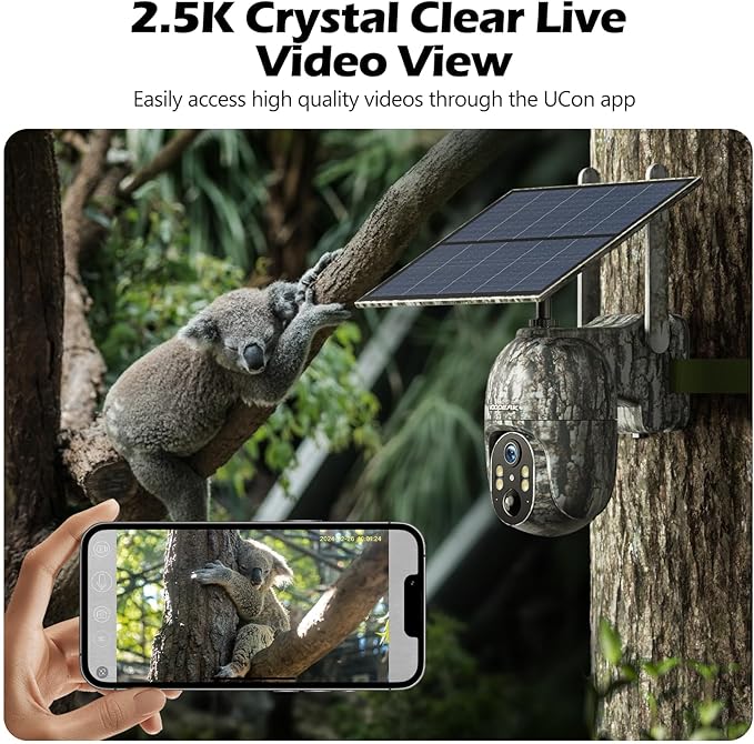 VOOPEAK Cellular Trail Camera, 2.5K Trail Cameras with Color Night Vision, Built-in SIM Card Live Streaming Pan 355ยฐ Tilt 90ยฐ Game Camera Solar Powered Motion Activated No WiFi Needed