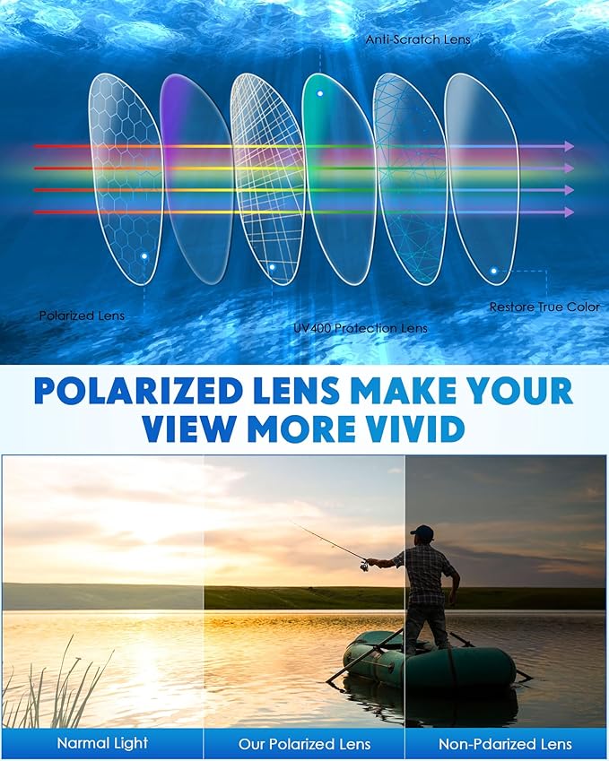 Frienda 6 Pack Polarized Sport Sunglasses for Men Multipack Fit over Glasses Pack Lot Set Men's Sport Fishing Eyeglasses