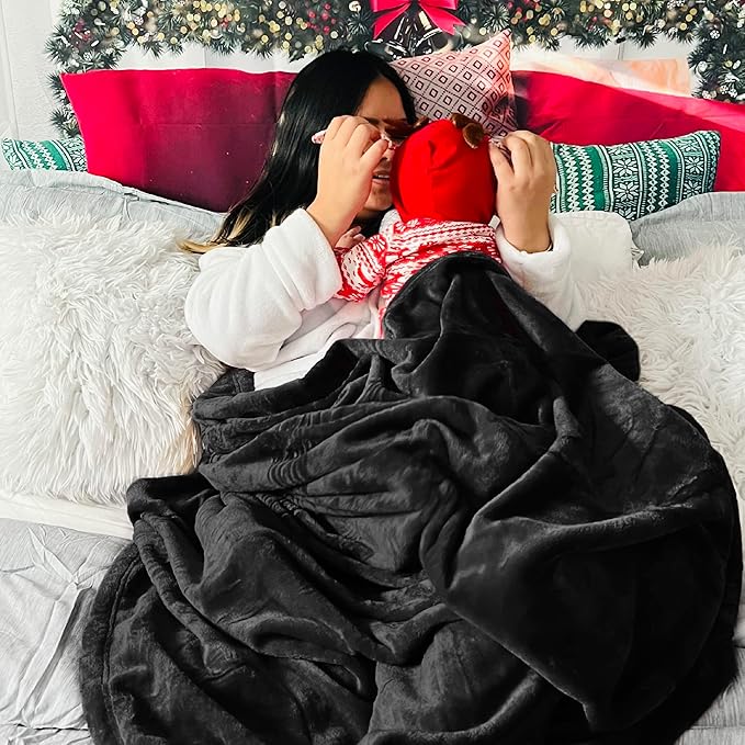 Bedsure Fleece Bed Blankets Full Size Black - Soft Lightweight Plush Fuzzy Cozy Luxury Blanket Microfiber, 84x90 inches