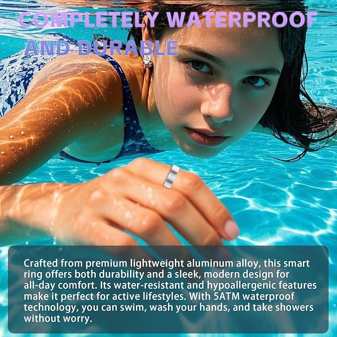 Smart Ring for Women – Fitness Tracker Ring with Heart Rate, SpO2, Blood Pressure, Sleep Monitoring, Step & Calorie Counter, No Subscription Fee, iOS & Android Compatible (Silver, 13)