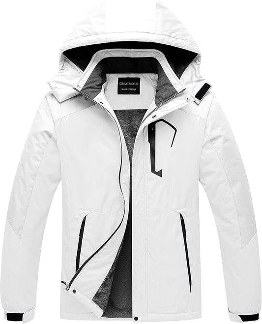 CREATMO US Men's Mountain Waterproof Ski Jacket - Windproof Snowboarding Warm Winter Coat Raincoat