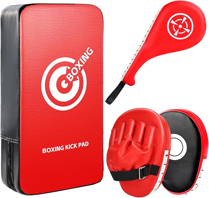 Punching Mitts Kick Pack Set, Boxing Pads Curved Focus Punching Mitts Kickboxing Striking Target Pads for Kids Men Women, Martial Arts Training Equipment for Boxing Taekwondo Karate Muay Thai