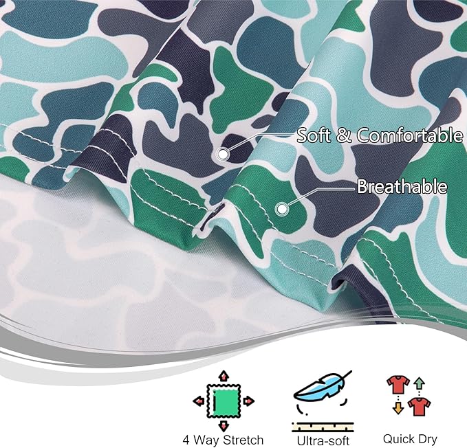 TAPULCO Mens Quick Dry Polo Shirts Camouflage Pattern Performance Athletic Lightweight Breathable Casual Golf Tshirts