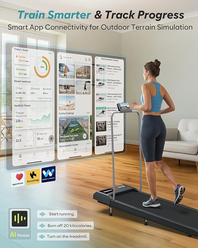 WELLFIT Auto Incline Folding Treadmill - 10% Incline Desk Walking Pad Treadmill with Handlebar, 400 lbs Heavy-Duty Capacity, Space-Saving Quiet Under-Desk Design for Home Office, Seniors & Fitness