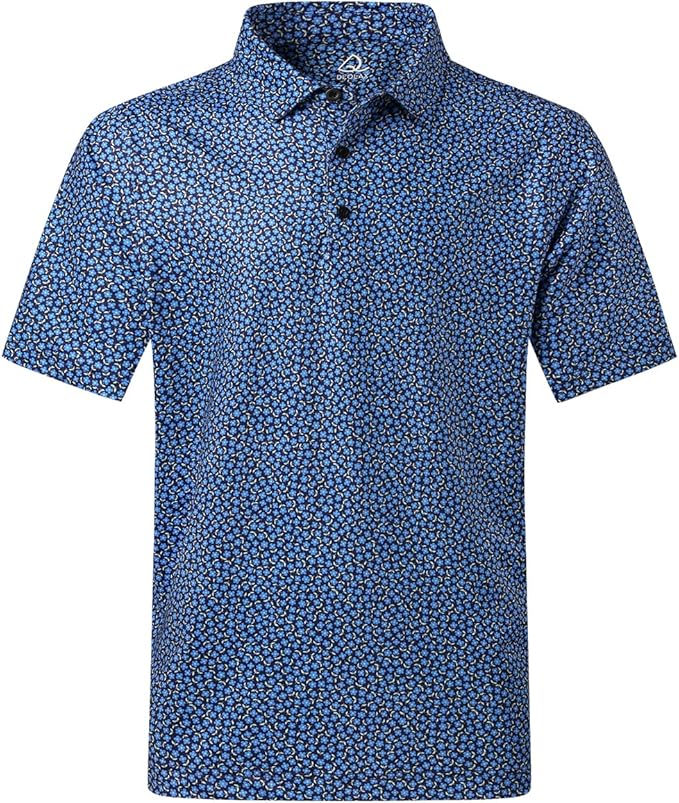 DEOLAX Mens Polo Shirts Fashion Print Mens Golf Shirt Dry Fit Mens Golf Polo Short Sleeve Quick Dry Funny Golf Shirt for Men