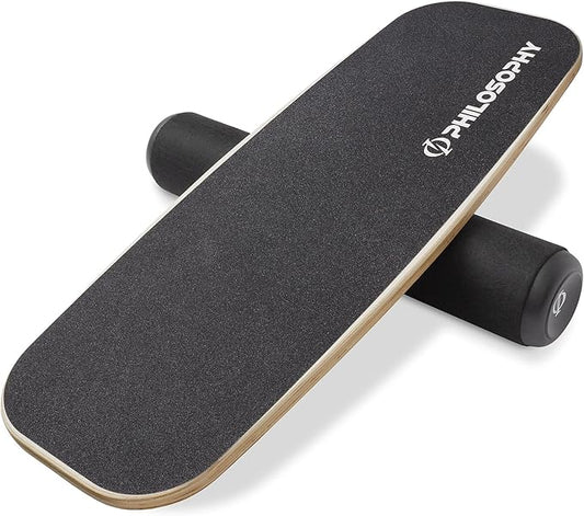 Philosophy Gym Balance Board - Wooden Balance Trainer with Adjustable Stoppers