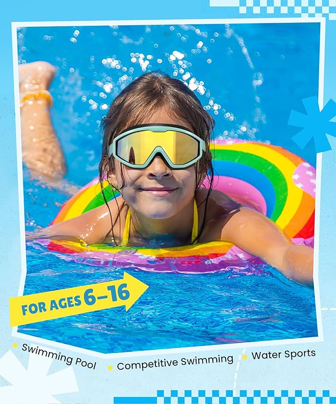 NSSIW Swim Goggles Swimming Kids-Goggles: Anti Fog No Leak with Nose Clip Earplugs for Girls Boys Youth 6-14 3 Pack