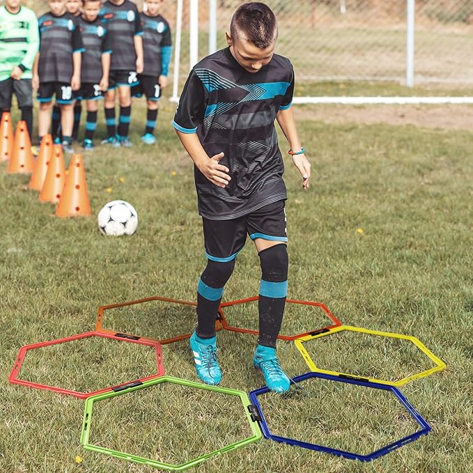 Yes4All Hex Agility Rings/Speed Rings with Carrying Bag – Hexagon Rings, Agility Hurdles for Agility Footwork Training