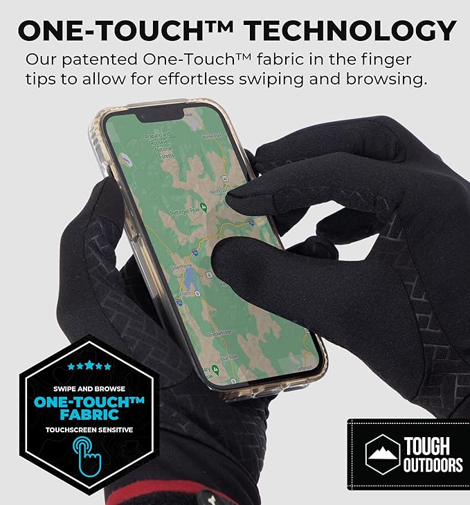 Tough Outdoors Running Gloves - Touch Screen Ski Glove Liners - Men's Winter Gloves - Glove Liners for Cold Weather