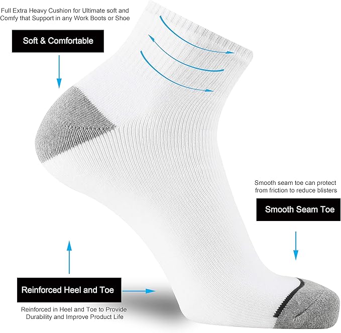 ONKE Max Full Cushion Low Cut Quarter Socks for Men Athletic Running Training Work Thick Warm Moisture Control Anti Blister