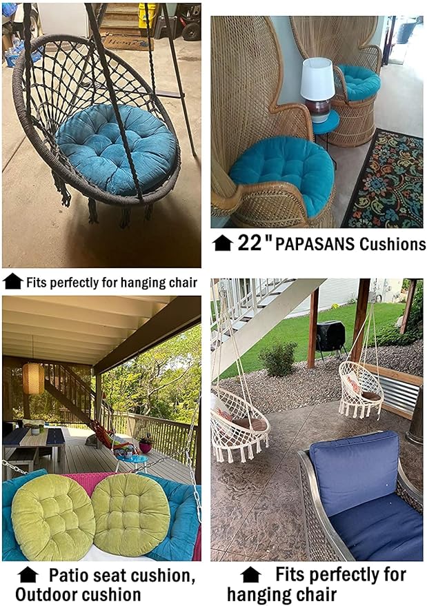 Tiita Floor Pillows Cushions Round Chair Cushion Outdoor Seat Pads for Sitting Meditation Yoga Living Room Sofa Balcony 22x22 Inch, Black