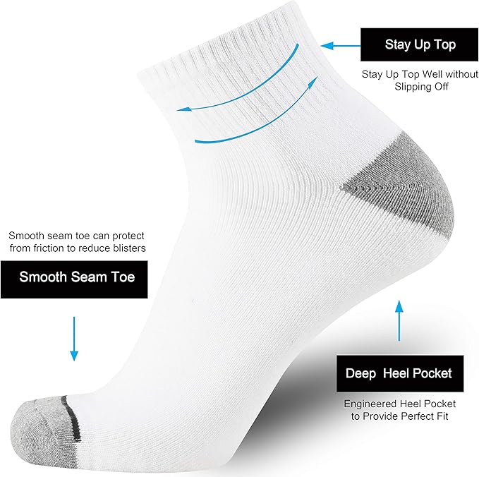 ONKE Max Full Cushion Low Cut Quarter Socks for Men Athletic Running Training Work Thick Warm Moisture Control Anti Blister