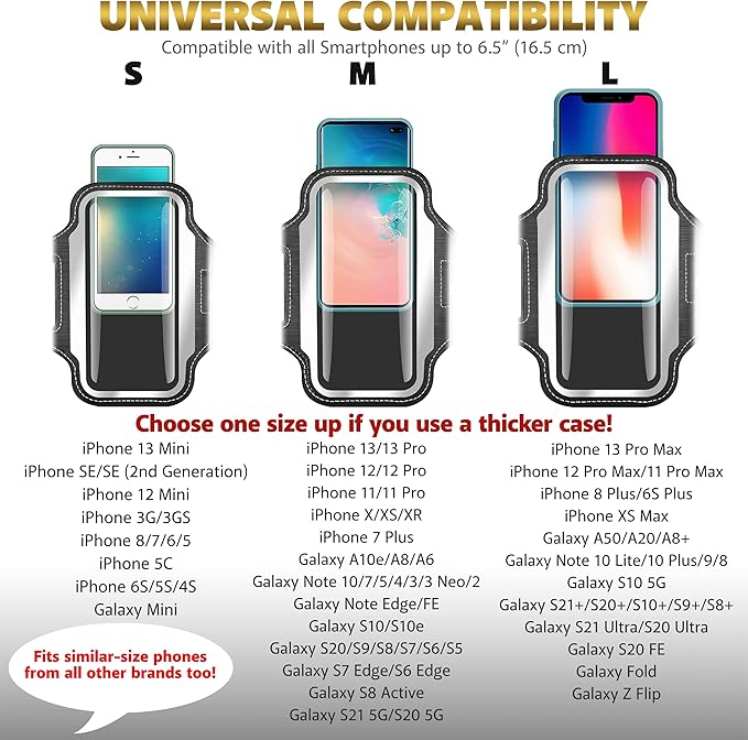 TRIBE Running Phone Holder Armband. iPhone & Galaxy Cell Phone Sports Arm Bands for Women, Men, Runners, Jogging, Walking, Exercise & Gym Workout. Fits All Smartphones. Adjustable Strap, CC/Key Pocket