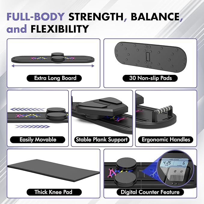 Pilates Board – Foldable Pilates Reformer with Resistance Bands, Bar & Travel Bag – Full-Body Strength & Ab Training Equipment for Women & Men, 15 in 1