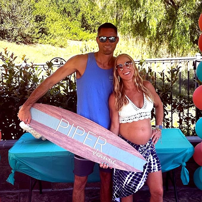 Personalized Wooden Surfboard Wall Decor – Custom Name Surfboard Sign for Nursery, Playroom, or Coastal Room – Decorative Surf Board Wall Art-2 Sizes, 12 Colors