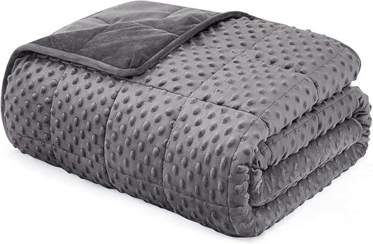 L'AGRATY Weighted Blanket for Adult - 60"x80" 20lbs Minky Dots Heavy Blanket with Glass Beads: Soft Breathable for All-Season Summer Fall Winter Thick Comfort for Sleeping