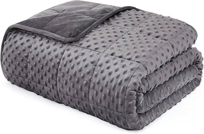 L'AGRATY Weighted Blanket for Adult - 48"x72" 15lbs Minky Dots Heavy Blanket with Glass Beads: Soft Breathable for All-Season Summer Fall Winter Thick Comfort for Sleeping