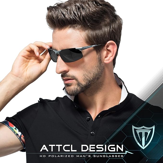 ATTCL Men's Sports Polarized Sunglasses Men for Driving running Fishing Golf - UV Protection Sun glasses Metal Frame