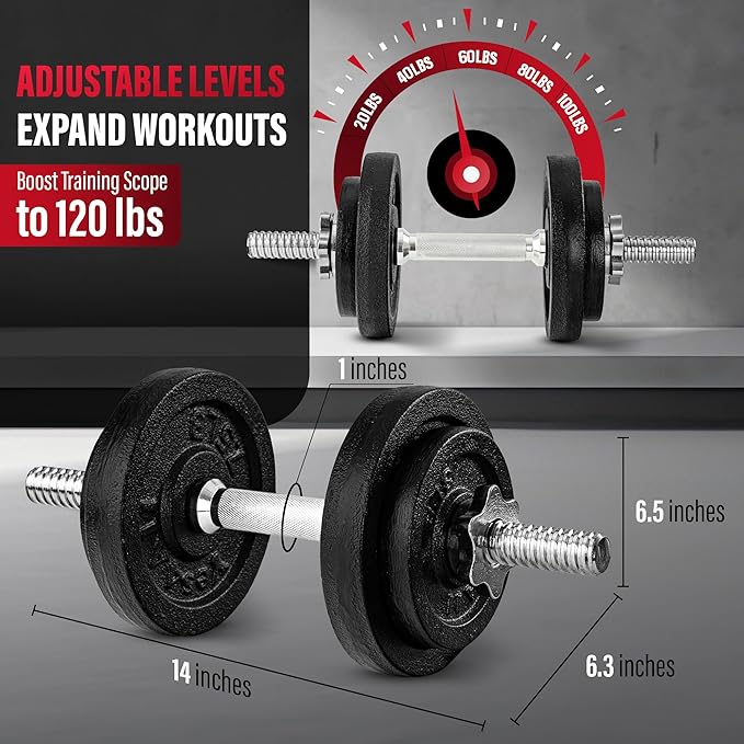 Yes4All Old School Adjustable Dumbbell Set with Weight Plates, Star Lock Collars/Connector, 40lbs to 200lbs Adjustable Weight Plates Set