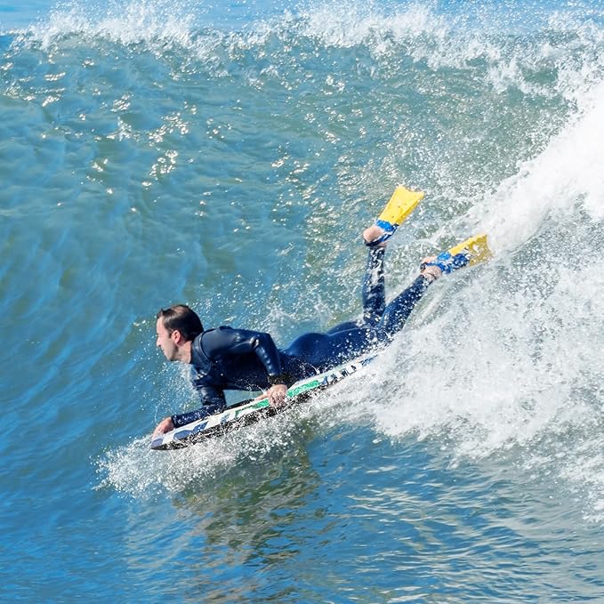 KOTEK 33/37/41 Inch Body Board with Wrist Leash, EPS Core, Dual Channel, HDPE Slick Bottom, Bodyboard for All Skill Levels & Wave Conditions