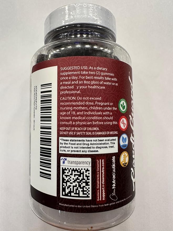 Clean Nutraceuticals Coq10 Gummies | Red Yeast Rice Hawthorn Berry Ginger Turmeric Citrus Bergamot Hibiscus Vitamin K2+D3 Magnesium Glycinate Cayenne Pepper Fenugreek Orange Flavor CardiGuard