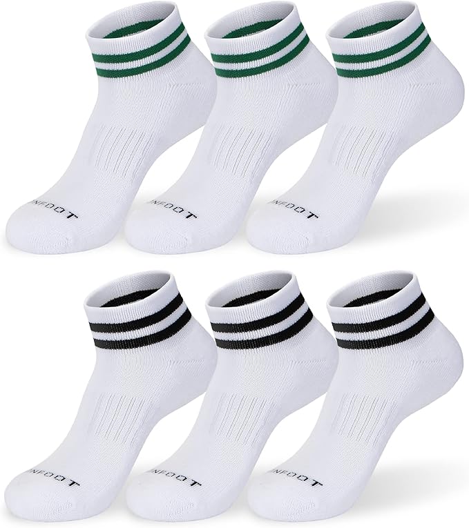 MONFOOT Men's/Women's 6 Pairs Daily Cushion Comfort Fit Performance Quarter Ankle Socks Multipack