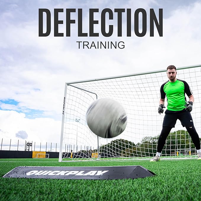QUICKPLAY Goalkeeper Deflection Ramp - Enhance Reflexes & Hand-Eye Coordination - Heavy-Duty Rubber Construction - Portable Design for Coaches & Players