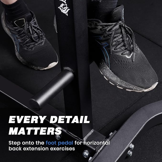 LIONSCOOL Heavy-Duty Adjustable Roman Chair - Back Extension Bench with Multiple Adjustment Functions- Hyperextension Bench Perfect for Home Gym