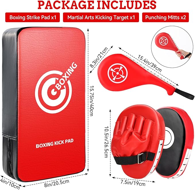 Punching Mitts Kick Pack Set, Boxing Pads Curved Focus Punching Mitts Kickboxing Striking Target Pads for Kids Men Women, Martial Arts Training Equipment for Boxing Taekwondo Karate Muay Thai