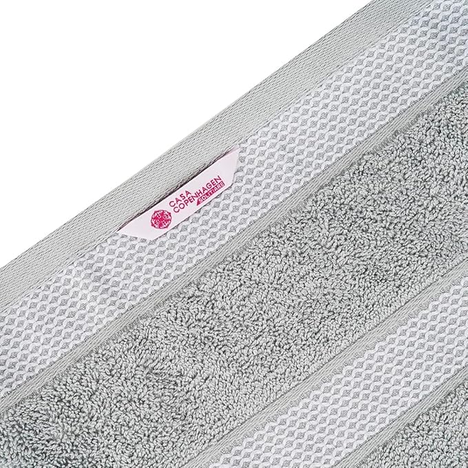 CASA COPENHAGEN Solitaire Towels, 4 Pieces Bath Towel Set- Grey Violet, 600 GSM Designed in Denmark Made of Soft Egyptian Cotton for Bathroom, Kitchen & Shower