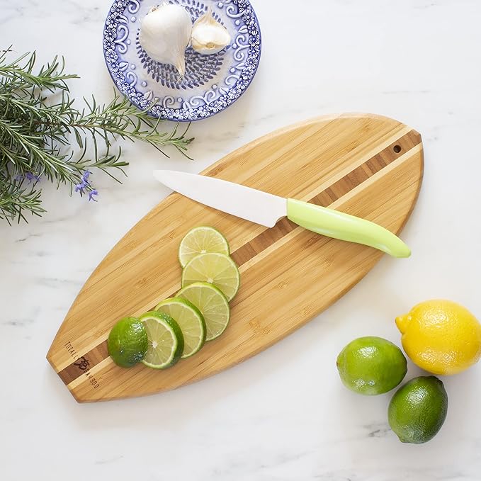 Totally Bamboo Lil' Surfer Surfboard Shaped Bamboo Serving and Cutting Board, 14-1/2" x 6
