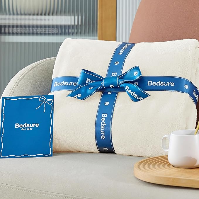 Bedsure Fleece Blankets Queen Size Cream - Bed Blanket Soft Lightweight Plush Fuzzy Cozy Luxury Microfiber, 90x90 inches