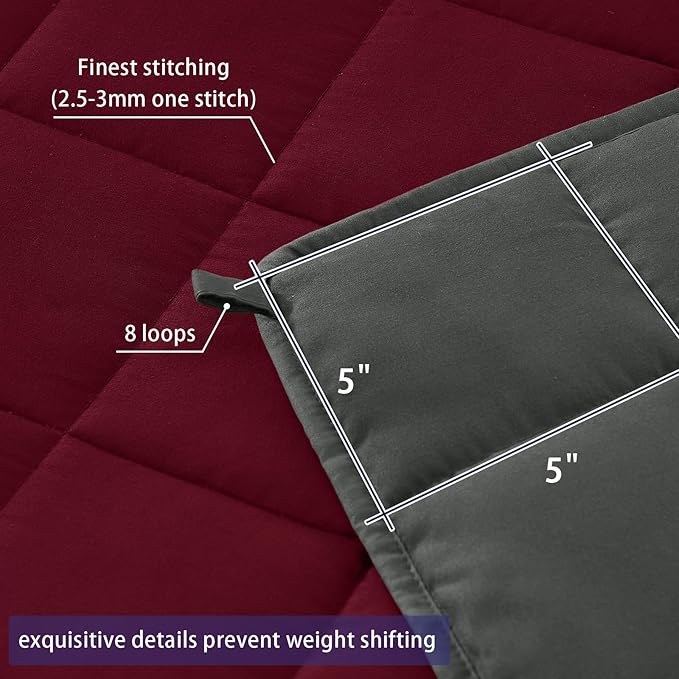 yescool Weighted Blanket for Adults (18 lbs, 60" x 80", Red Grey) Cooling Heavy Blanket for Sleeping Perfect for 110-130 lbs, Queen Size Breathable Blanket with Premium Glass Bead, Machine Washable