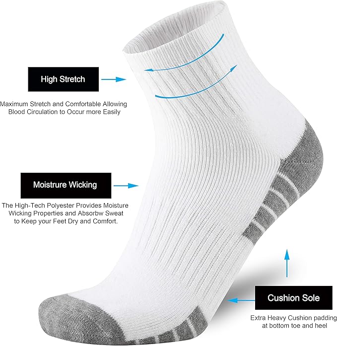 ONKE Max Full Cushion Low Cut Quarter Socks for Men Athletic Running Training Work Thick Warm Moisture Control Anti Blister
